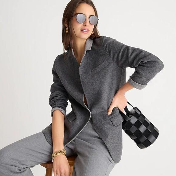 NWT J. CREW Leighton Blazer Jacket Double Faced Wool Charcoal Gray 2 - Picture 1 of 7